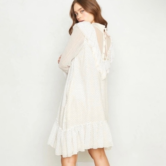 We are HAH Heavy Necking Polka Dot‎ Lace Ruffle Mini Dress - Picture 10 of 10